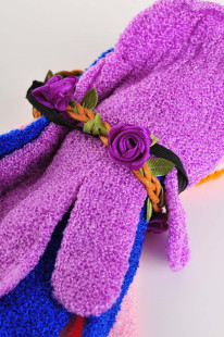 NOWY ZESTAW rękawiczki peelingujące z opaską w kwiaty - 2