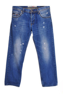TOMMY HILFIGER SPODNIE MĘSKIE jeansowe przecierane L
